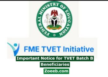 Important Notice for TVET Batch B Beneficiaries