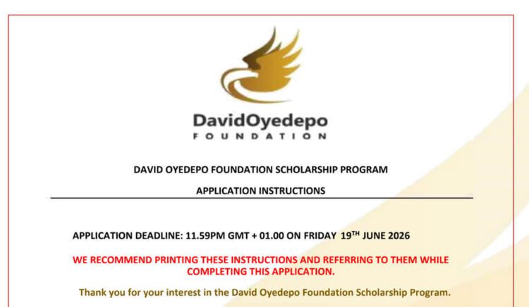 David Oyedepo Foundation Scholarship Programme 2026/2027