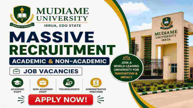 Mudiame University Recruitment 2026
