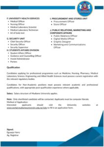 Mudiame University Recruitment Page 3
