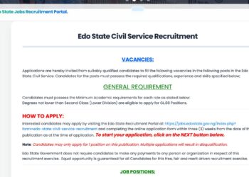 Edo State Govt Opens Portal for Multiple Civil Service Jobs