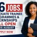 36 Jobs, Graduate Trainee Programmes & Internships Still Open This August - Apply Now