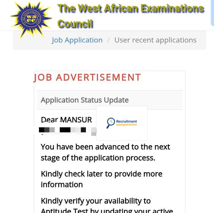 WAEC Recruitment Shortlist